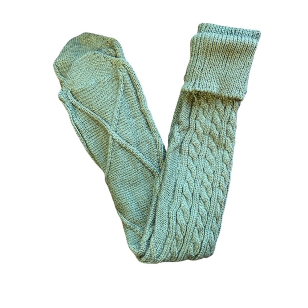 Women's Green Cuffed Cable Knit Boot Socks
